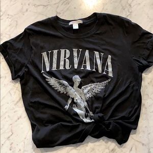 Nirvana graphic tied t shirt